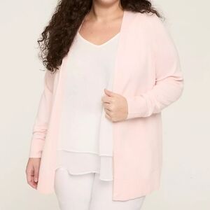 Lane Bryant Soft Pink Open-Front Cardigan